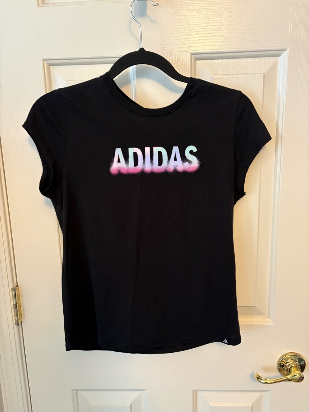 Adidas Black Tee with Pastel Gradient Logo